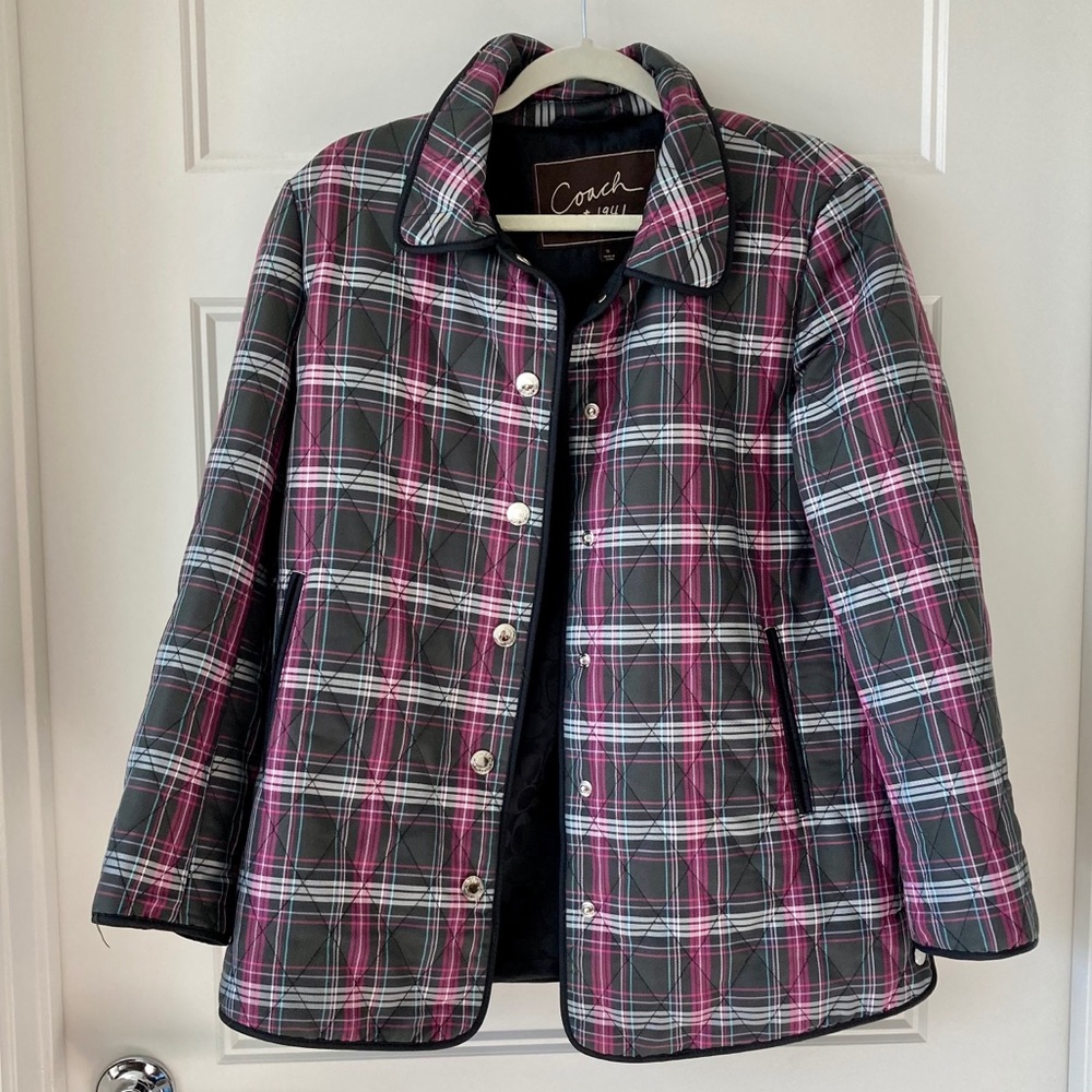 COACH est.1941 Quilted Plaid Coat
